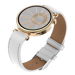 Montre Connectée Femme Riversong Glow SW906 - Écran AMOLED HD Tactile - Suivi de Santé & Sport - Boîtier Or Rose & Bracelet Blanc En Cuir