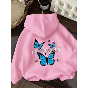 Nouvelle sweat à capuche élégante pour filles avec motif imprimé sur le dos, convient aux garçons et aux filles de 6 à 12 ans, parfaite pour les sports de plein air et les activités scolaires