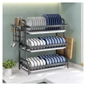 Étagère à vaisselle en acier inoxydable à 3 niveaux,60x42x25cm