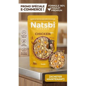 General Pâtée pour Chien Premium Natsbi Steamed - 90% Poulet, Sans Céréales - 500g