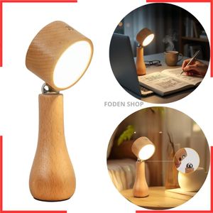 Lampe LED en bois,Lampe de chevet portable sans fil rechargeable par USB,contrôle tactile,pour chambre à coucher, petite lampe de bureau,rotation à 360°