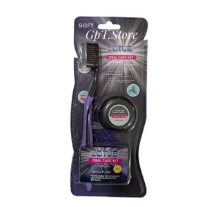 Lotus Kit Oral Care( brosse à dents soft+ fil dentaire goût de menthe 15m)-couleur porte brosse aléatoire