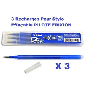 Pilot Stylo à bille roulante FriXion ball 3 x Recharge 0.7 mm, Noir