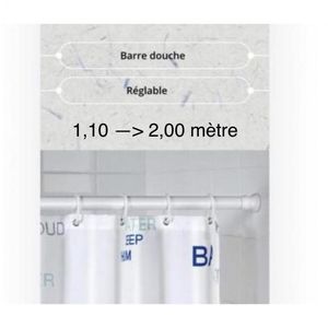 MSV Barre tringle pour rideau de douche ou baignoire extensible sans perçage  Alu 70-120cm Blanc