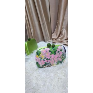 Pochette de soirée fleurie à sequins