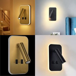 Applique LED  de lecture de chevet,  murales LED 12W, spot orientable 3W + 9W 3000K lumière chaude