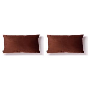 Lot de 2 - Coussin Rectangulaire En Fibre Marron 30x50 Cm - Décoration Intérieure