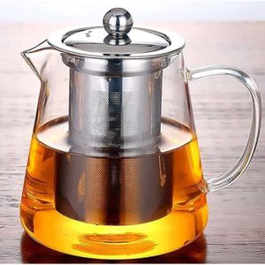 Théière en verre résistante à la chaleur avec filtre 950ml transparent 