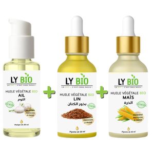 LY BIO PACK HUILE AIL 50ML - POMPE + HUILE LIN 50ML - PIPETTE + HUILE MAIS 50ML - PIPETTE