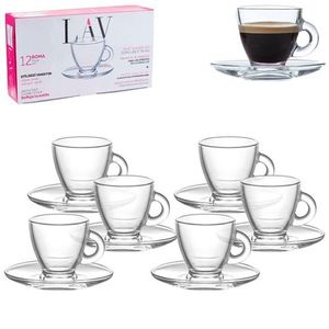 Lav Ensemble 12 Pièces Set 6 Tasses Avc 6 Assiettes Café Nespresso Thé Lot 6 Tasses 6 Sous tasses