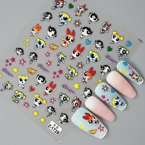 Les Super Nanas, personnages féminins mignons et volants, style dessin animé, décoration d'ongles facile à appliquer, cadeau idéal pour les fêtes, inspiration Y2K