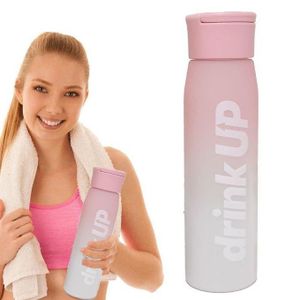 Bouteille d'eau de sport avec paille et marquage du temps de motivation