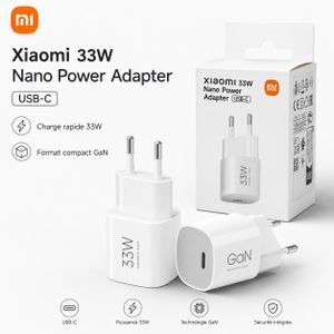 XIAOMI 33W Nano Power Adapter USB-C GaN – Chargeur Rapide Type-C Compact PD, PPS et QC pour Smartphone, Tablette, iPhone et Samsung – Blanc