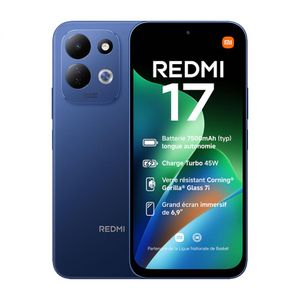 XIAOMI Redmi 17 6.9" NFC - ( 128GB - 4 Go RAM jusqu’à 8 Go) - 7500 mAh/45W - Helio G91 Ultra - Deep Blue
