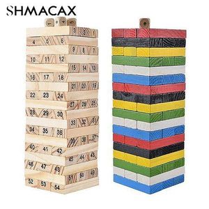 Pack de 2 Tours Jenga en Bois – 54 Pièces par Tour avec Dés de Jeu, Jeu d’Équilibre pour Enfants et Adultes