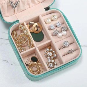 General Boîte à bijoux portable pour la maison et le voyage, boîte à matiques, boîte de rangement pour collier et boucle d'oreille, vitrine en cuir