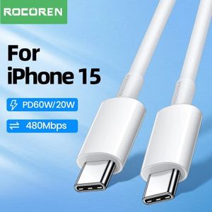 ROCOREN Cable de charge rapide pour iphone 15/16/17  PD 60W/20W  2 Métres Blanc