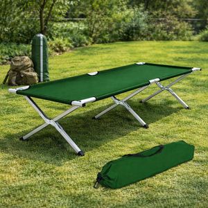 Lit Pliant Portable Camping avec Sac de Transport – Lit Compact Pliable, Structure Solide en Acier, Confort Outdoor, Facile à Transporter, Idéal Camping, Voyage, Jardin & Maison