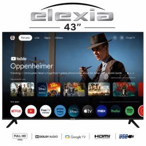 Elexia 43 Full HD DLED Smart Google TV Dolby Audio & HDMI/USB, Wi-Fi intégré
