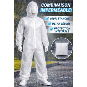 Moto بدلة بيضاء مقاومة للماء مع غطاء للرأس للحماية من المطر