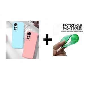 Case Pack : 2 pochette Redmi Note 11 (4G) silicone Goma Rose et Bleu ciel + ciramik