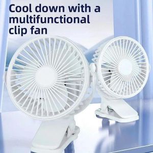 Ventilateur à Pince USB Rechargeable – Rotation 720 Degrés, Ventilation Silencieuse et Design Compact
