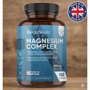 WeightWorld Magnesium Complex (4 in 1) 1745 mg avec 490 mg magnesium elementaire Grande boite 180 capsules origine UK