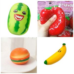 lot de 4 pièces Pack Anti-Stress Squishy Fruits & Fast-Food 