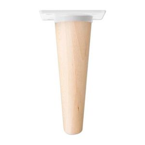 Pied de meuble  Ø 24-48 x 150 mm Bois de hêtre Blanc 1 pièce