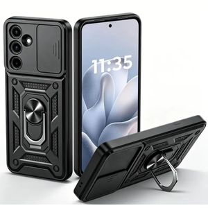 Case Pochette de téléphone à rotation de grande taille antichute de nouvelle alliance de l'industrie militaire avec poignée rotative à 360°, étui de téléphone certifié militaire avec protection anti-chute noir pour Samsung Galaxy a57 5g