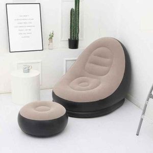Chaise Gonflable avec Repose-Pieds – Canapé Léger et Confortable pour Camping, Jardin et Salon – Marron