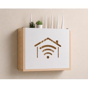Boîte de Rangement Murale pour Routeur WiFi en Bois MDF – Cache Câbles & Modem – Design Moderne 30 × 25 × 12 cm