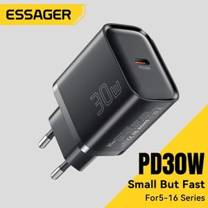 ESSAGER Mini 30W Type C chargeur PD QC3.0 chargeur rapide de Type C pour iPhone 16 15 14 13 Pro Samsung S25 Xiaomi iPad adaptateur de voyage