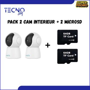 Uniview Pack 2 camera sans fil WiFi Intérieure 3MP Uniarch + 2 Carte memoire