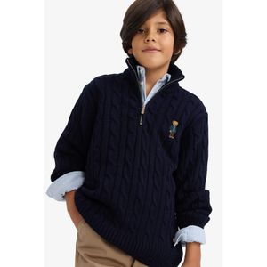 Defacto Pull tricot demi-zip imprimé ours pour garçon