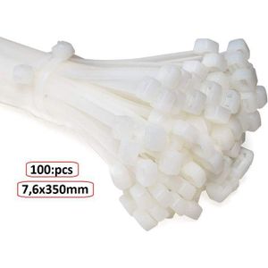 Auto-bloquant Fil Zip Câble Attaches Organisateur, 7,6x350mm 100psc blanc