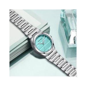 MINI FOCUS ساعة كوارتز نسائية موضة الأعمال ساعة يد مقاومة للماء بزخارف توقيت عالمي من الفولاذ المقاوم للصدأ