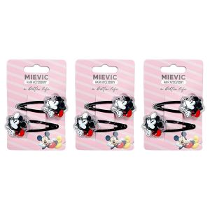 MIEVIC Lot de 3 - Barrettes Minnie Mickey Mouse - Accessoire Cheveux Thème Disney - Pour Enfants