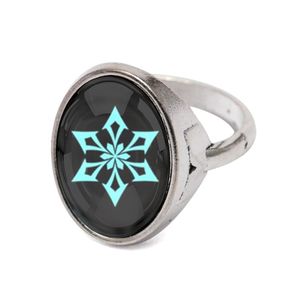 Genshin Impact Game Elements Of Teyvat Anemo Geo Electro Dendro Hydro Pyro Cryo Ice Style 4 - Ring Bague