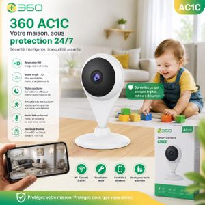 360 Caméra de Surveillance Intelligente AC1C Wi-Fi HD – Sécurité 24h/24 et 7j/7