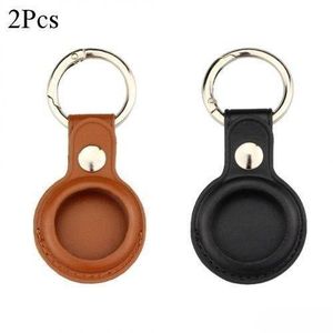 Étui de protection en Cuire  avec porte-clés pour for Apple AirTag, support anti-perte, suivi d'objets, style minimaliste, motif géométrique, matériau flexible, couverture durable