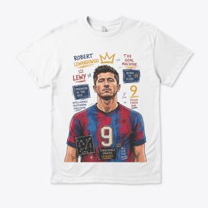 T-shirt Premium Quality Robert Lewandowski Football Homme Femme – Design Buteur Pologne, Supporter, Streetwear Sport - White