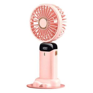 Mini ventilateur portable USB rechargeable pliable à suspendre autour du cou, cinq vitesses de vent, ventilateur de poche rechargeable pour un refroidissement portable N15 Rose