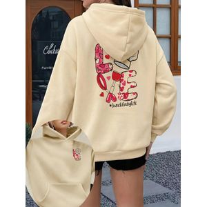 Sweat à capuche mode pour femme à impression recto-verso avec combinaison d'imprimé toque de chef à motif cœur et ustensiles de cuisine, vêtements d'automne/hiver pour femme, tenue de fête et d'extérieur, vêtements pour femme