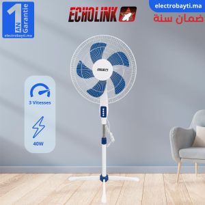 Echolink Ventilateur sur pied - 40 W - 3 Vitesses - 5 pales 