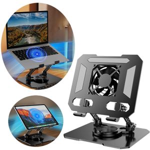 Support Ordinateur Portable & Tablette Réglable 360° avec Ventilateur de Refroidissement – Support Laptop en Aluminium