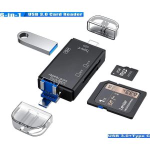 Lecteur de carte OTG 6 en 1, adaptateur USB Micro USB SD TF Type C pour Smartphone et ordinateur