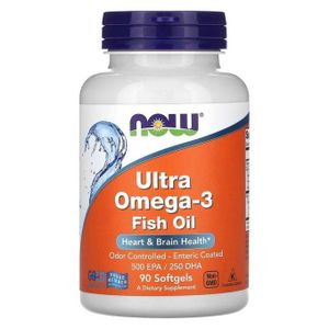 Now Huile de poisson ultra oméga-3, 500 mg d'EPA/250 mg de DHA, 90 capsules à enveloppe molle