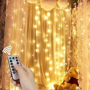 Guirlande lumineuse USB multicolore avec 120 LED - 8 modes et télécommande  - Rideau