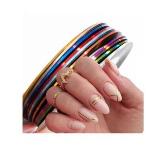 10 لفات من الشريط اللاصق بألوان مختلفة للأظافر